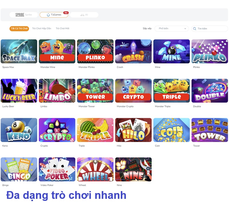 Đa dạng trò chơi nhanh