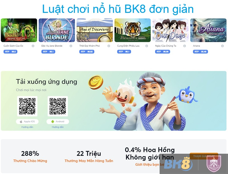 Luật chơi nổ hũ BK8 đơn giản